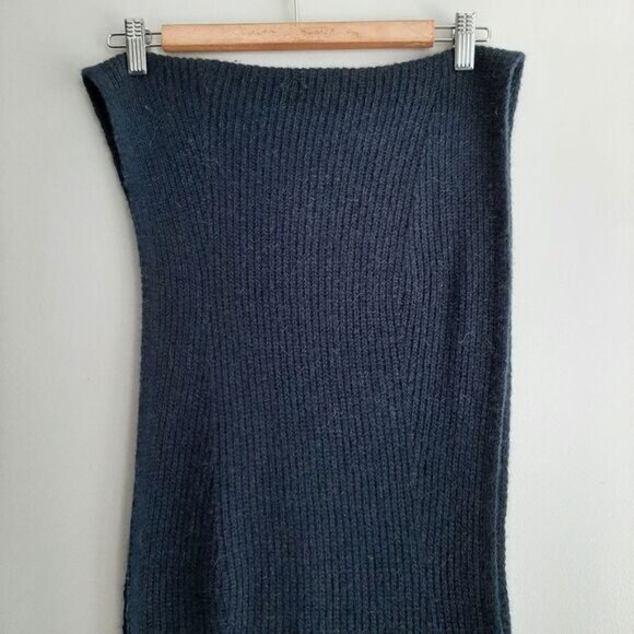 NOTE DI ANITA Italy Wool Cashmere Blend Knit Chunky Large Scarf Wrap Navy Blue - Picture 3 of 10